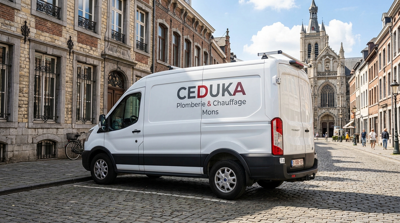 Artisan plombier Ceduka en intervention dans les rues de Mons